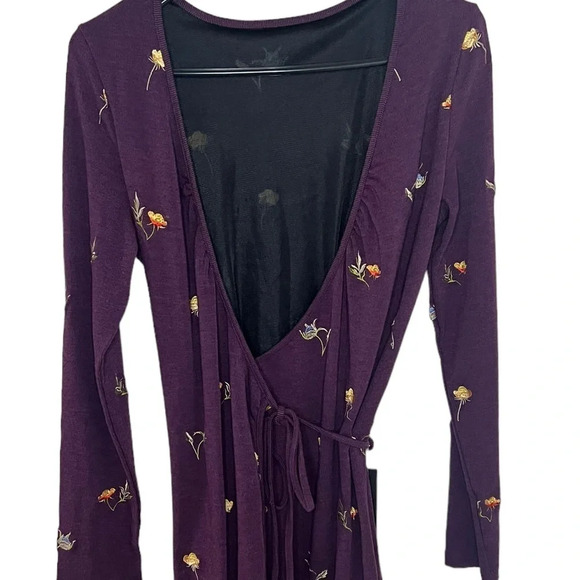 Jessie Zhao Purple Floral Wrap Dress - Picture 5 of 8